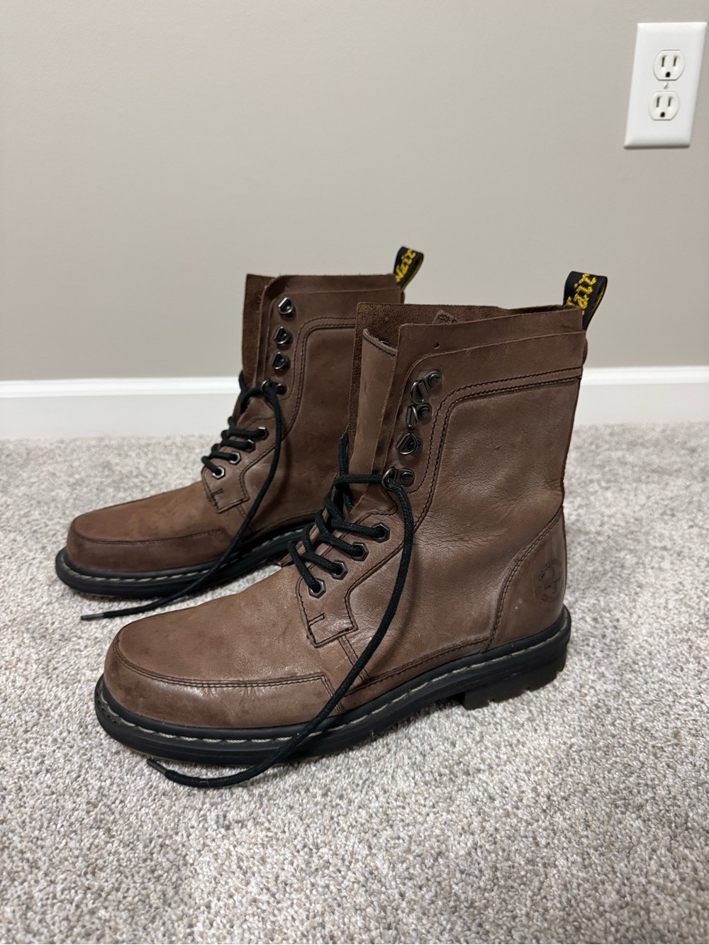Dr. Martens x Buckle Brown Leather Combat Boots Mens 9 / Womens 10 Y2K Grunge